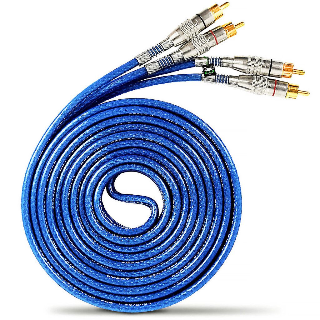 Cabo RCA Prime Blindado 5 Metros 5mm Som e Vídeo Svart Azul