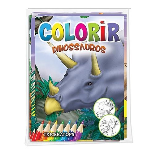 Solapa Média Colorir (Pct com 08 temas diferentes) - Dinossauros em Oferta na Shopee
