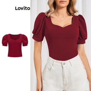 Lovito Camiseta com Mangas Bufantes e Babados para Mulheres LBL06072 (Multicolorido)