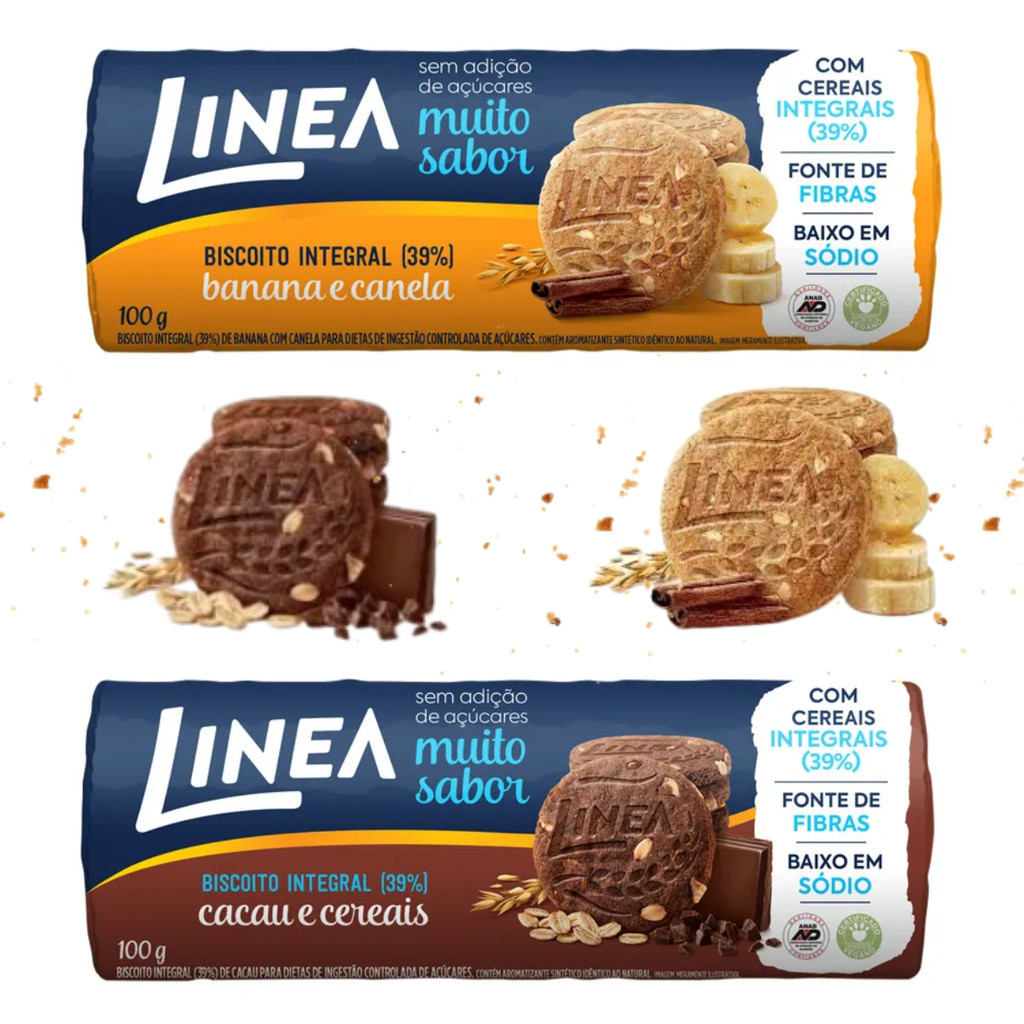 Kit 5 Biscoito Integral Diet Sabores - Linea