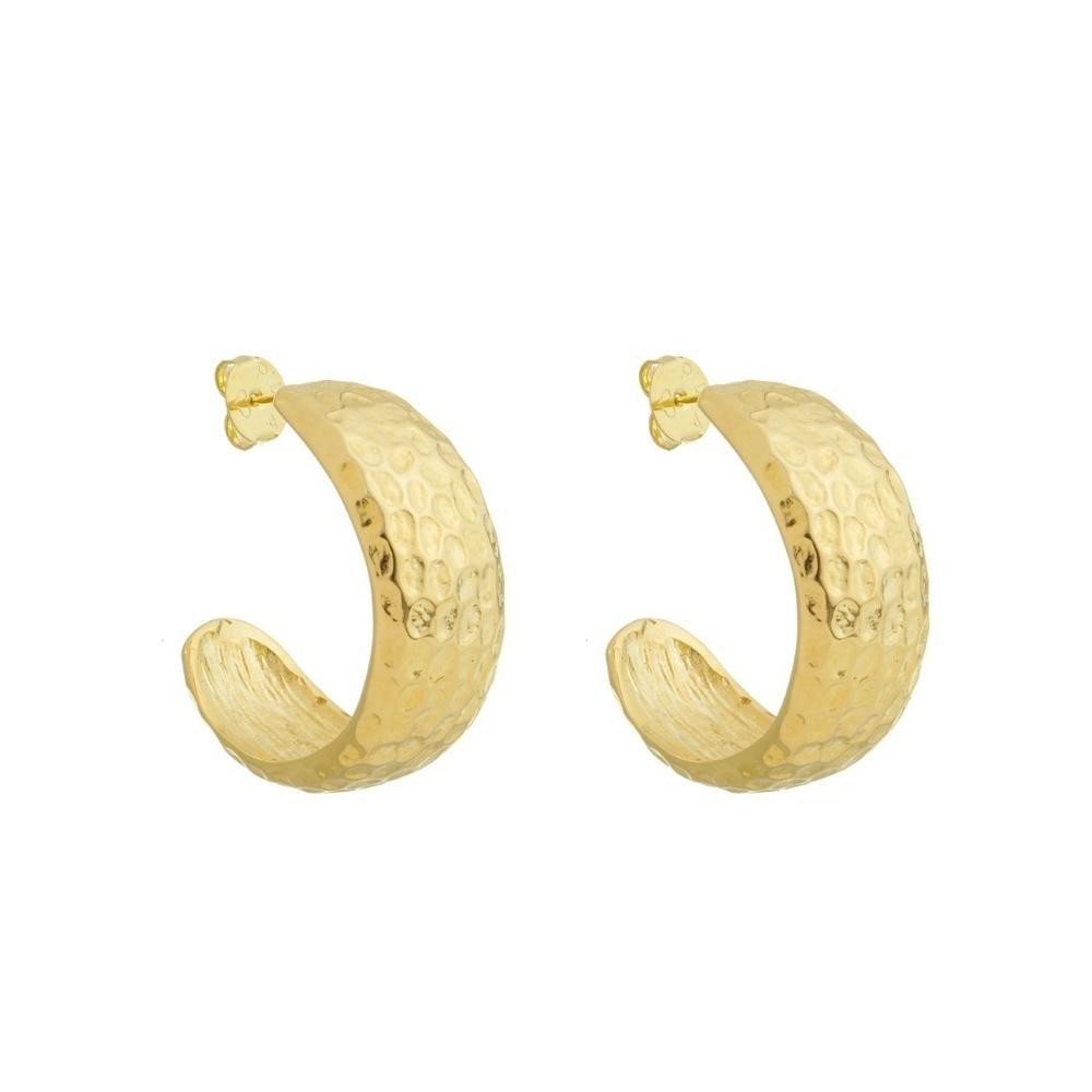 BRINCO DE ARGOLA FOLHEADO A OURO 18K TEXTURIZADA FRIDA PIUKA