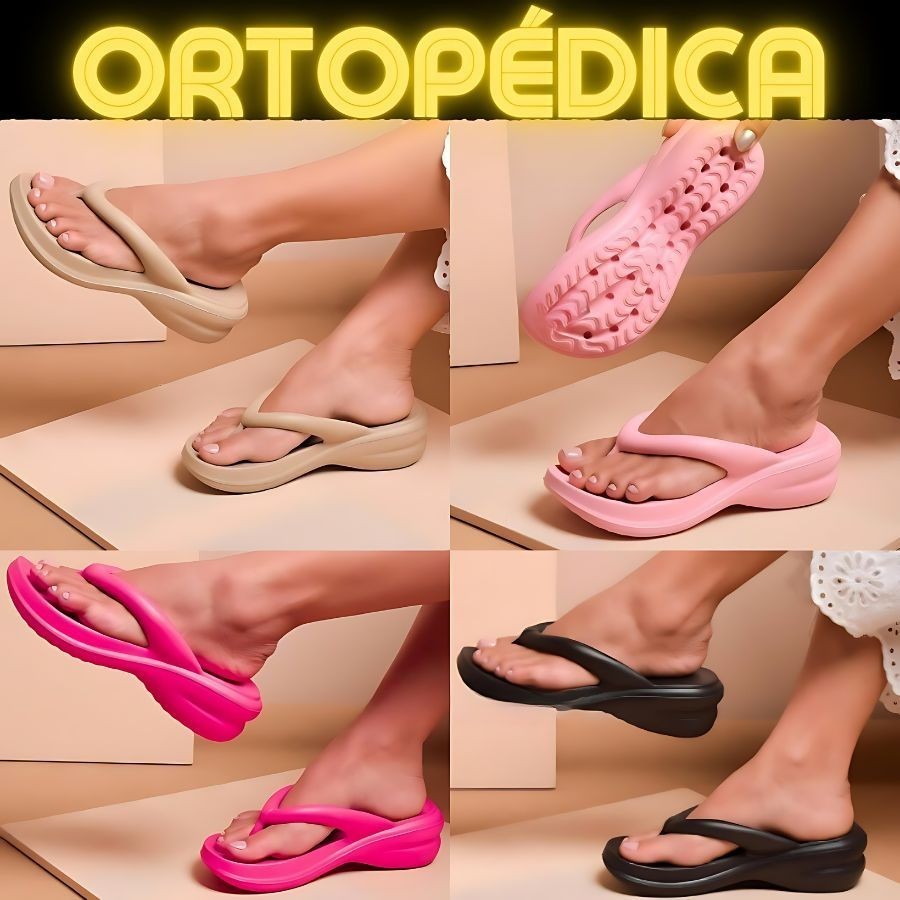 Chinelo Feminino Tamanco Ortopedico Confortavel Macio Esporao Massageador Leve Casual Várias Cores