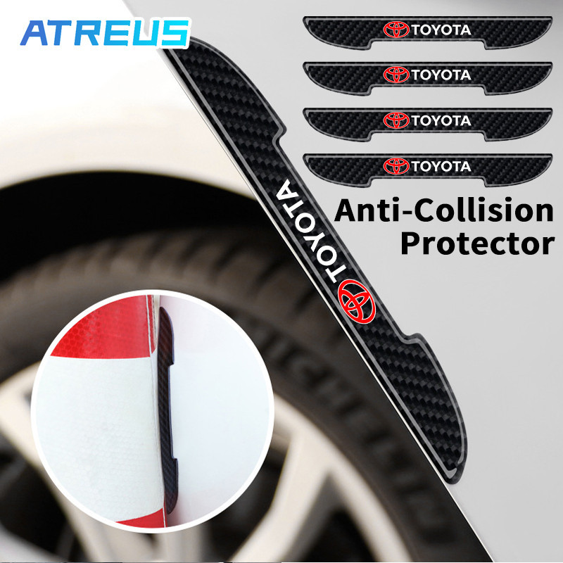 4Pcs Toyota Porta De Carro Anti-Colisão Protetores De Tiras De Fibra De Carbono Portas Manusear Espelhos Laterais Protetor Riscos Adesivo Para Agya Raize Calya Avanza Veloz Rush Yaris