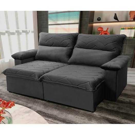 Sofá Retrátil Reclinável Paris 1,50m Suede Velut Cinza Molas no Assento - King House
