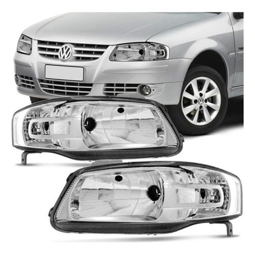 PAR FAROL DIANTEIRO MASCARA CROMADA GOL G4 2005 A 2009 em Oferta na Shopee
