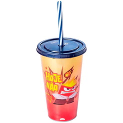 Copo de Plástico com Tampa e Canudo - Divertidamente 2 - Hoje Não - 500ml - 1 unidade - Plasútil