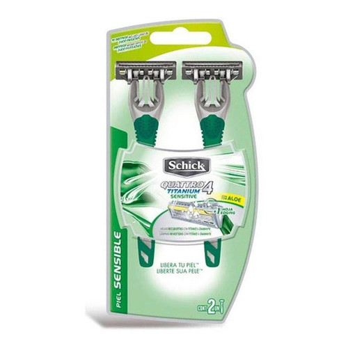 2 Un. Aparelho Barbear Schick Quattro Titanium Sensitive