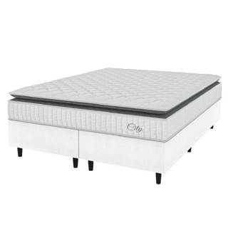Cama Box Colchão Casal Queen Molas Ensacadas City Pillow Top 158x198x61cm Linho Branco/Preto Hellen em Oferta na Shopee