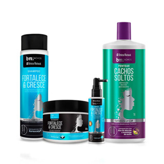 Kit Beleza Natural Fortalece e Cresce + Creme de Pentear Cachos Soltos 1l bn.Cachos em Oferta na Shopee