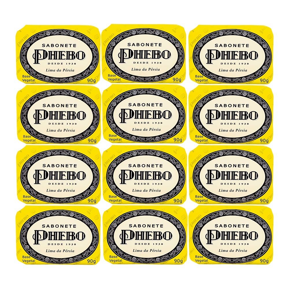 Kit 12 Sabonete em Barra Lima da Pérsia Glicerina Óleo de Palma Phebo 90g