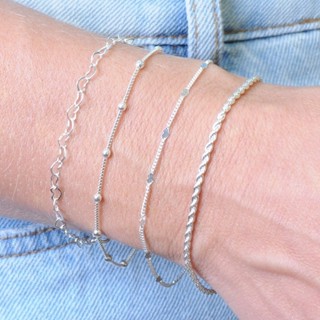 Kit 04 Pulseiras Femininas Banhadas a Prata 925 a ouro 18k