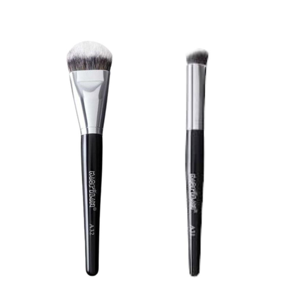 Pincel Profissional Para Base Linha Max Macrilan A32 + Pincel A31 profissional kabuki para corretivo