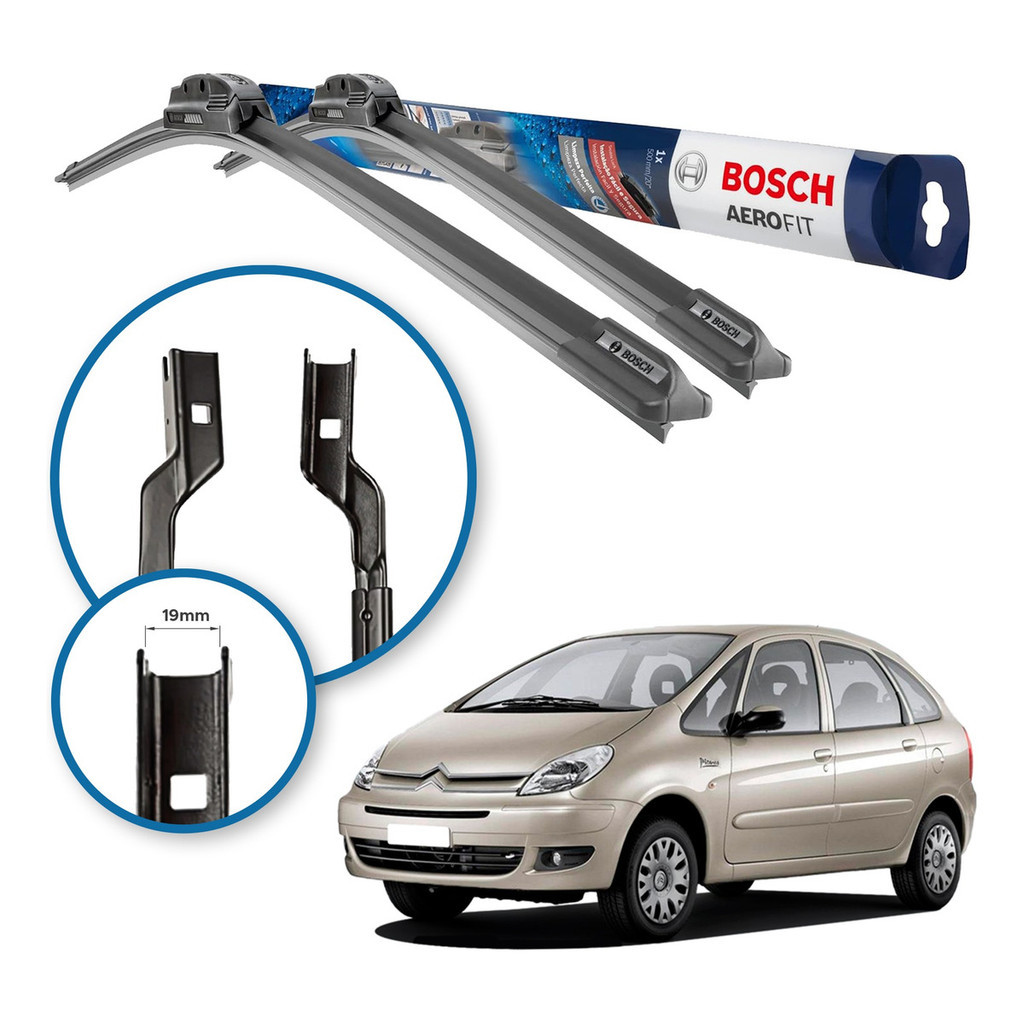 Par de Palhetas Limpador Parabrisa Aerofit Original Bosch Citroen C3 Picasso 2011 a 2015