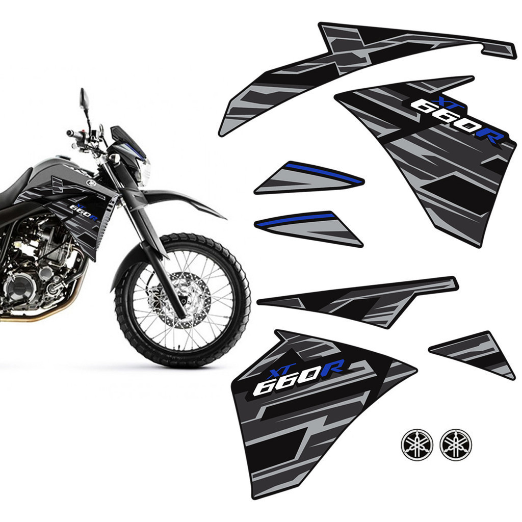Adesivo Faixa Yamaha Xt 660r 2015/2018 Moto Preta + Emblemas Genérico