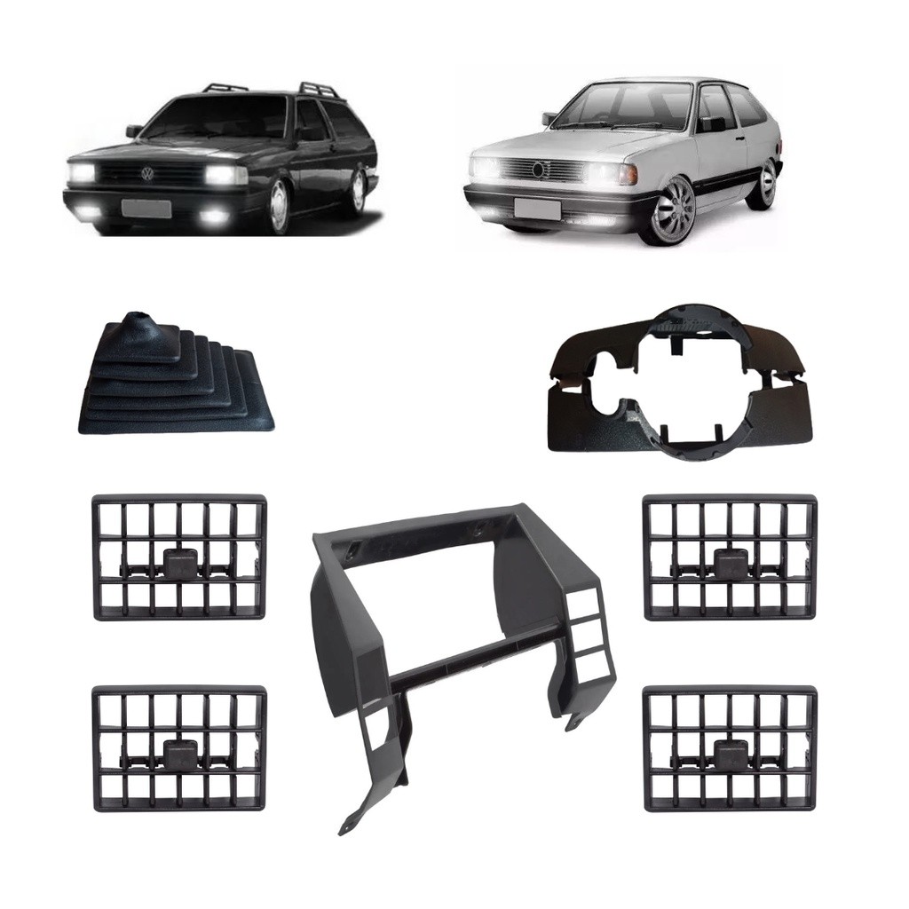 Kit Com Moldura do Painel Quadrado +Difusores De Ar+Capa Da Chave de Seta e Coifa Gol Parati Saveiro Voyage G1 88 A 94