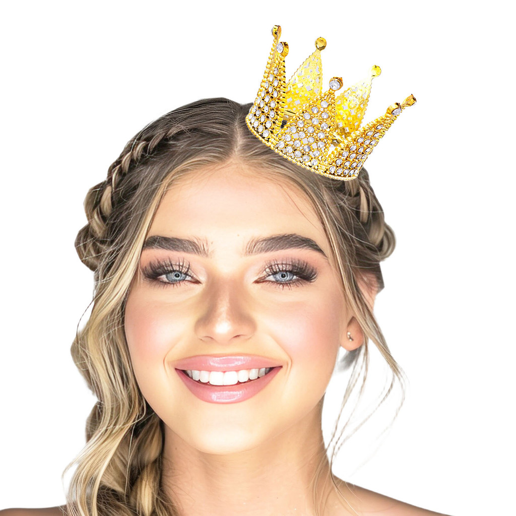 Mini Coroa Rainha Princesa - Acessório Cabelo Festa Fantasia Aniversário Decoração Topo de Bolo