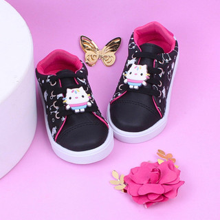 Tênis Infantil Menina Gatinho Preto Casual Ante Derrapante