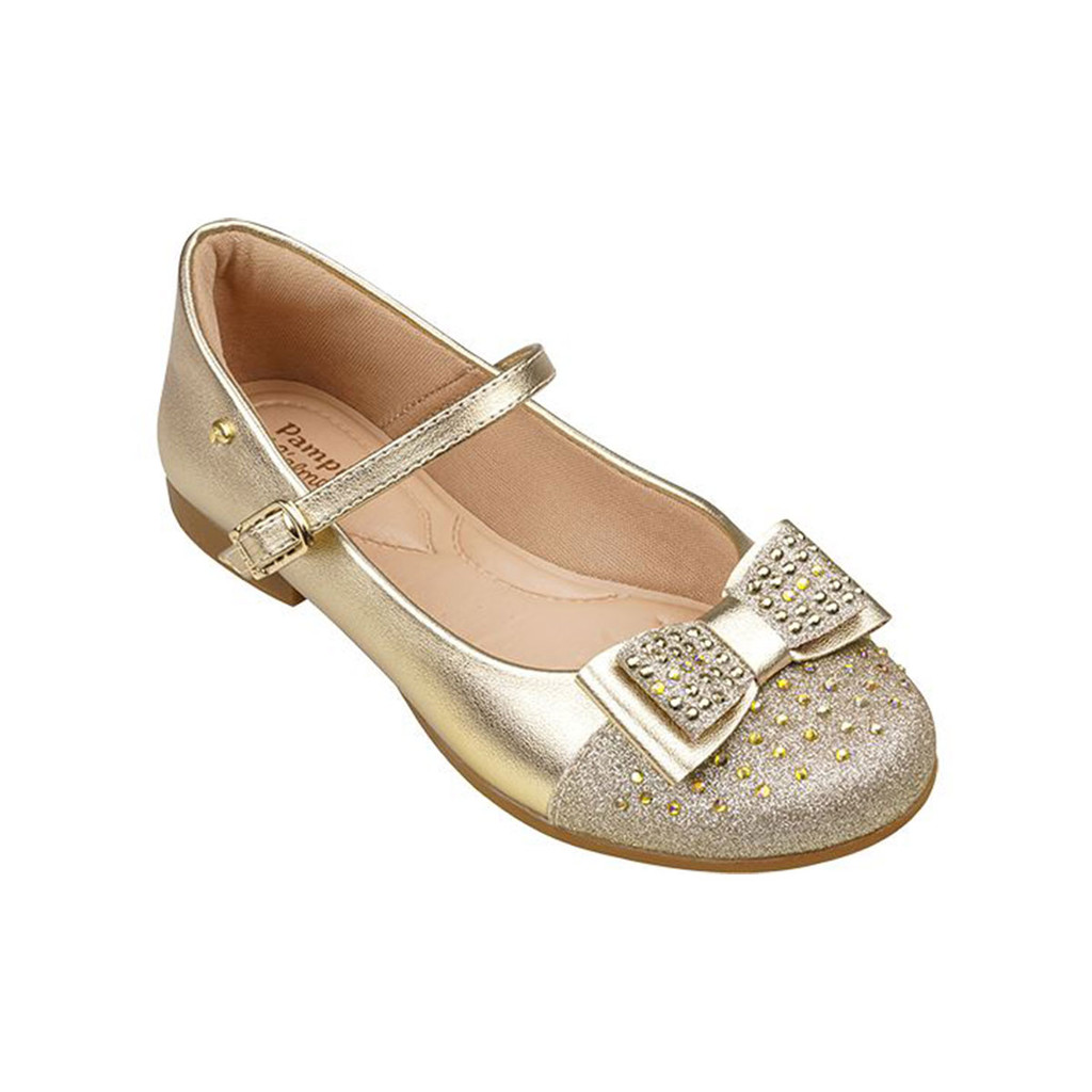 Sapato Infantil Meninas Pampili Angel Laço C/ Glitter Strass Festa