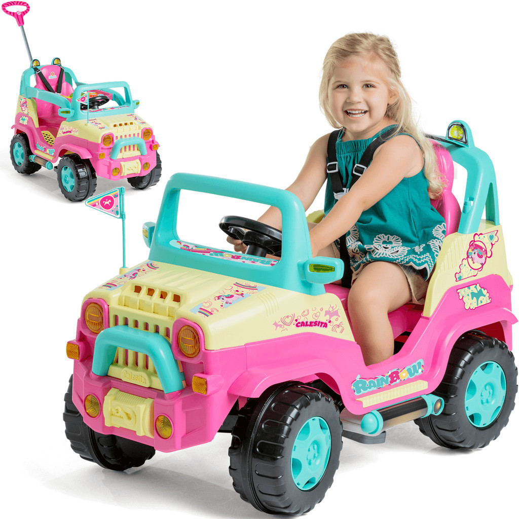 Carrinho de Passeio e Pedal Andador Calesita Diipi Rainbow em Oferta na Shopee