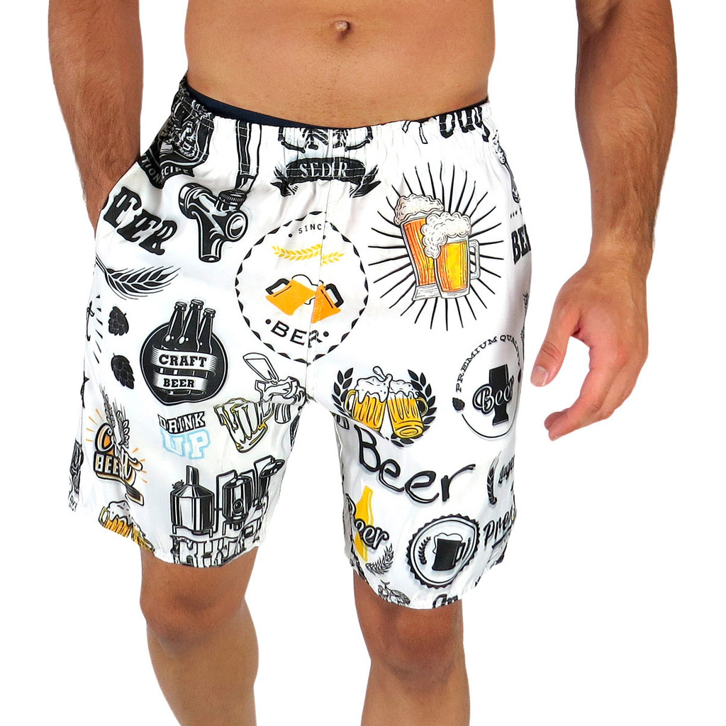 Shorts Praia Mauricinho Masculino Cerveja Beer Buteco Tac Tell c/ elastano maximo conforto Envio Já em Oferta na Shopee