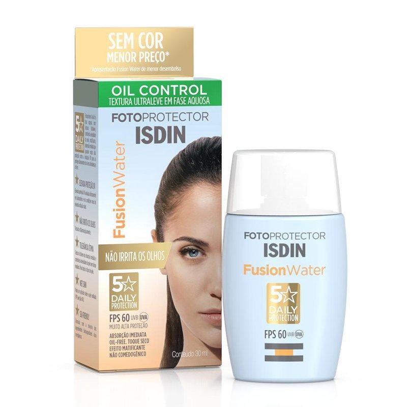 Protetor Solar Facial Isndin Fotoprotector Fusion Water 5 Stars FPS60 Sem Cor 30ml em Oferta na Shopee
