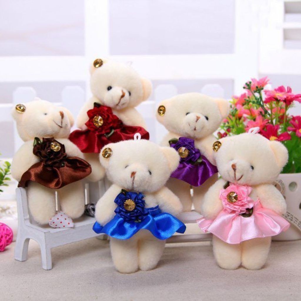 Kit 12 Mini Urso De Pelúcia Ursinho Com Saia Resistente/Boneco fofos em Oferta na Shopee