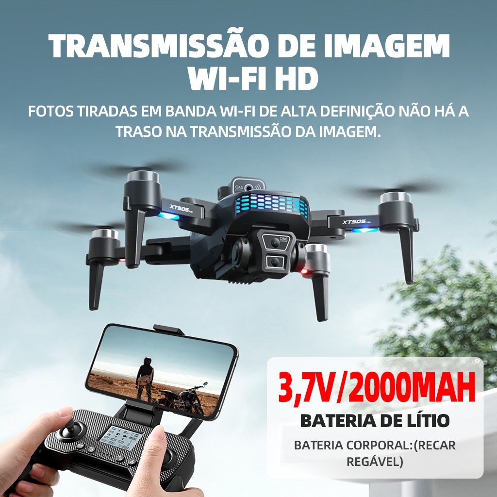 XT505 GPS Drone aéreo profissional sem escovas com câmara HD 4K e GPS + 2 baterias