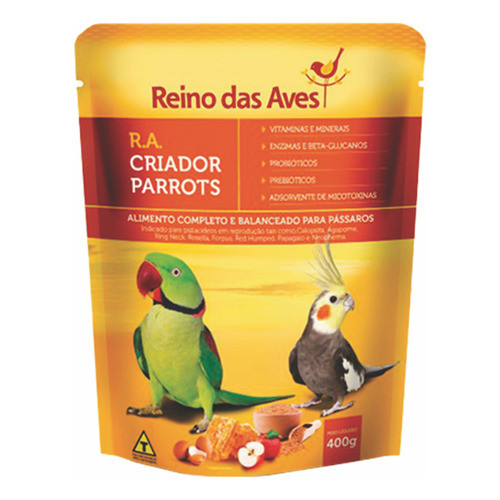 Farinhada Para Calopsita Agaporne Ring Neck Papagaio RA Criador Parrots 400g - Reino Das Aves