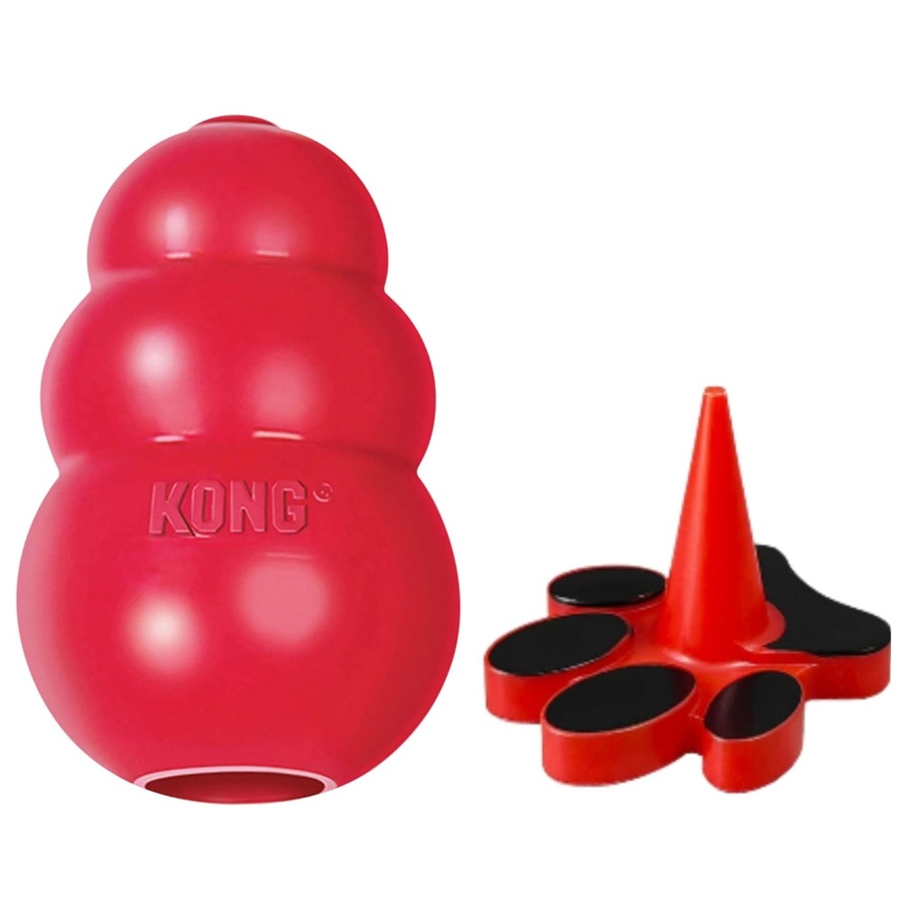 Pluggy Suporte para Recheável New York Pets + Brinquedo Recheável Para Cães Kong Classic - Médio