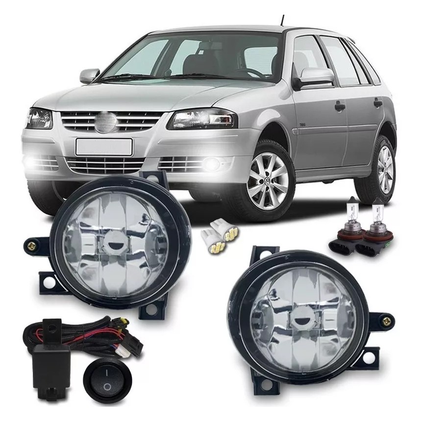 Kit Farol Milha Neblina Auxiliar Gol G4 Botao Alt Com Lampadas