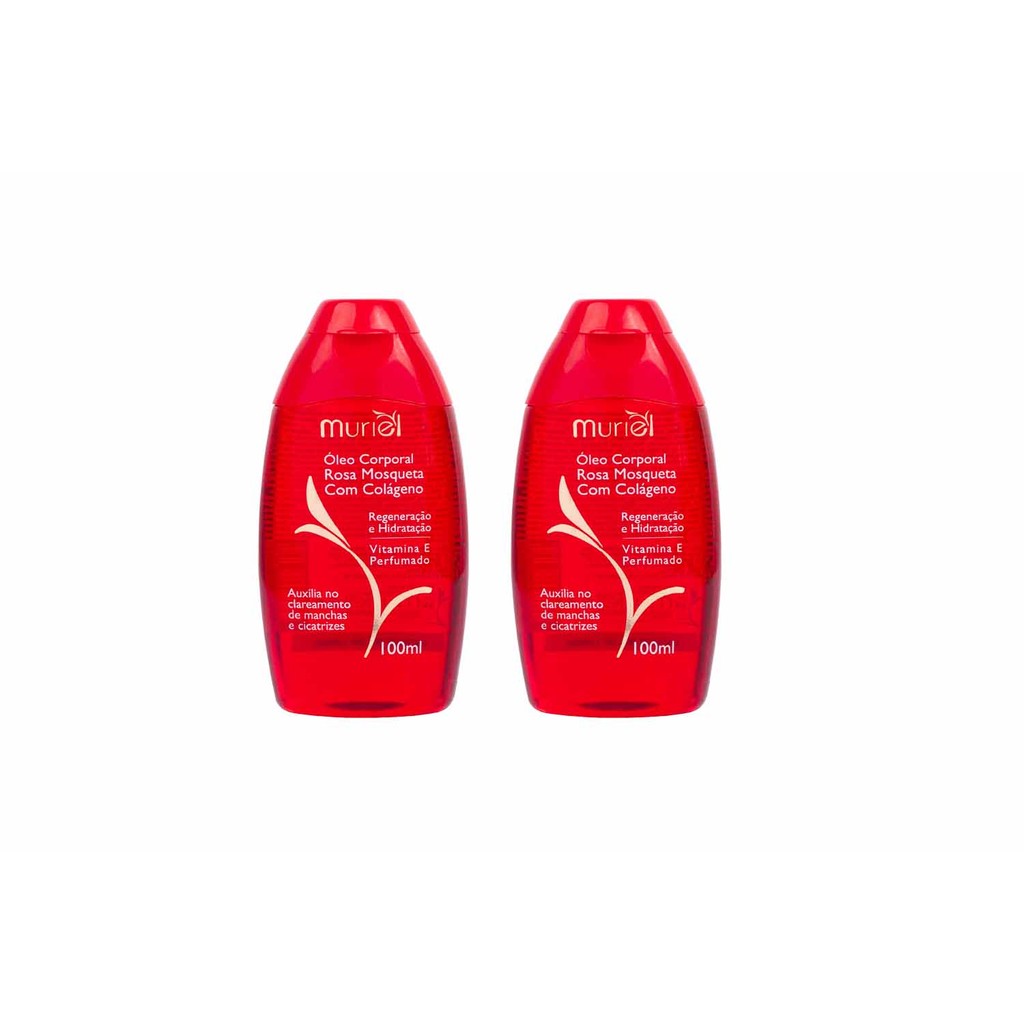 KIT COM 2 ÓLEOS CORPORAIS AMÊNDOAS COM ROSA MOSQUETA COM COLÁGENO 100ML MURIEL em Oferta na Shopee