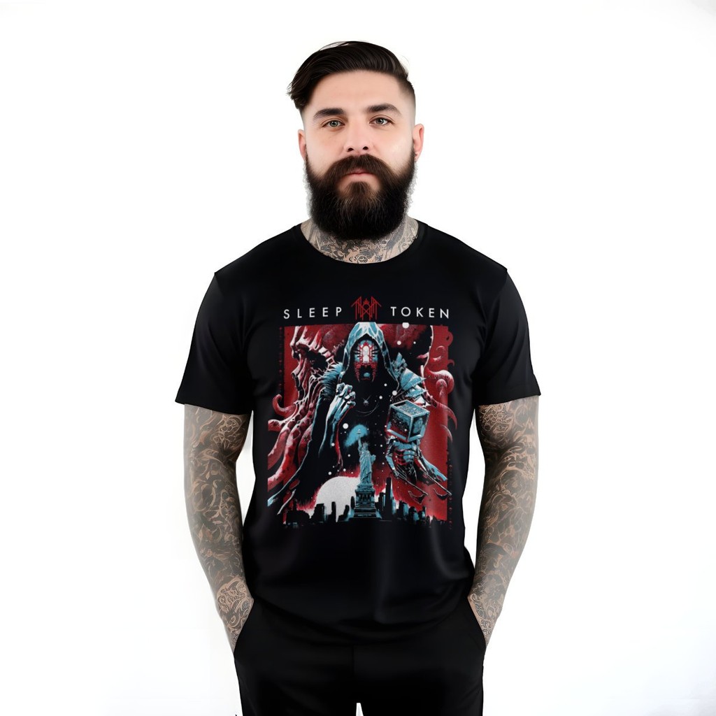 Camiseta Bomber Preta Banda Sleep Token - 100% Algodão