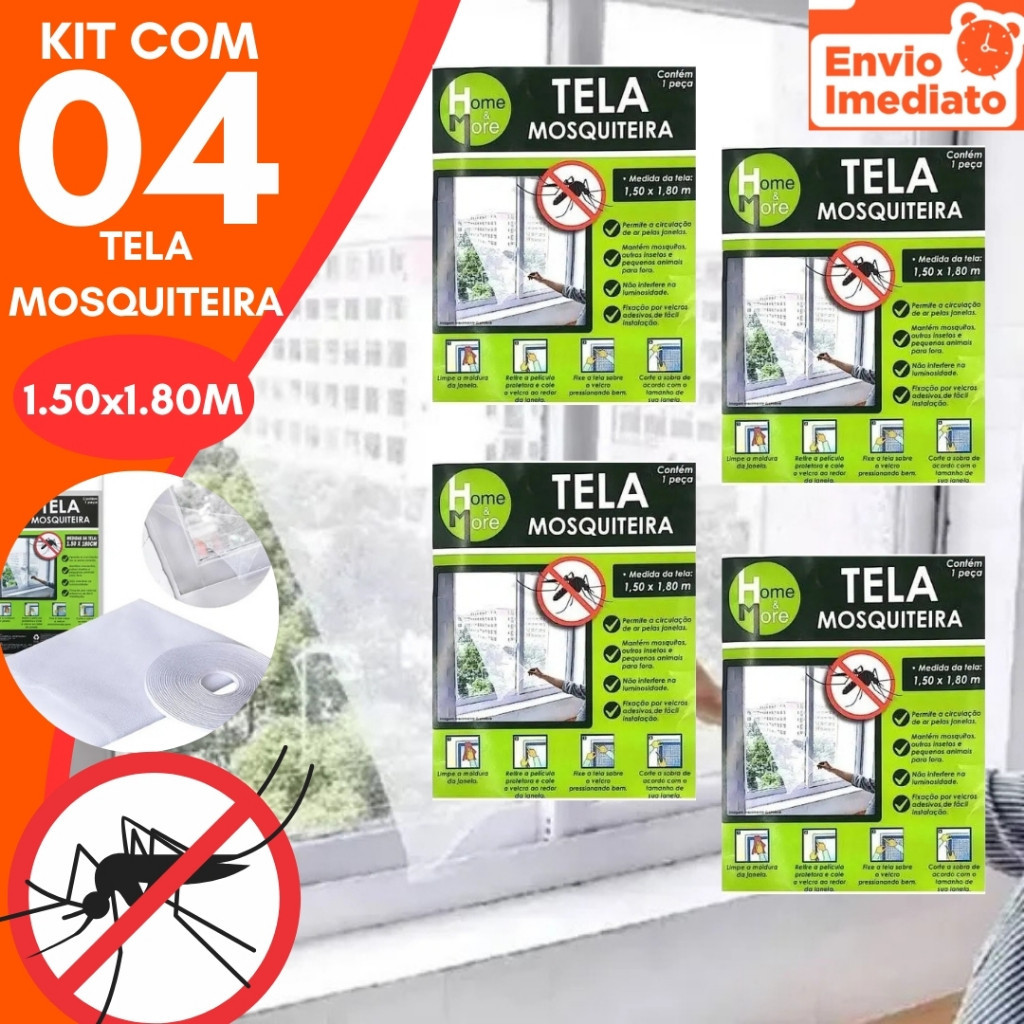 4 Tela Mosquiteiro Grande Janela Ajustável 1,80Mx1,50M Contra Insetos Dengue Mosquito Proteção