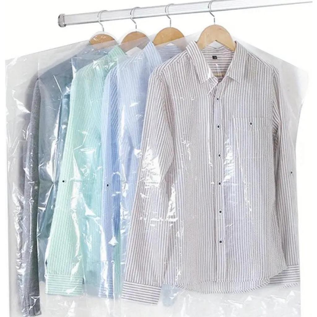 kit Capas Plásticas Com Furo Cabide Para Roupas Terno Saco Para Lavanderia Camarim