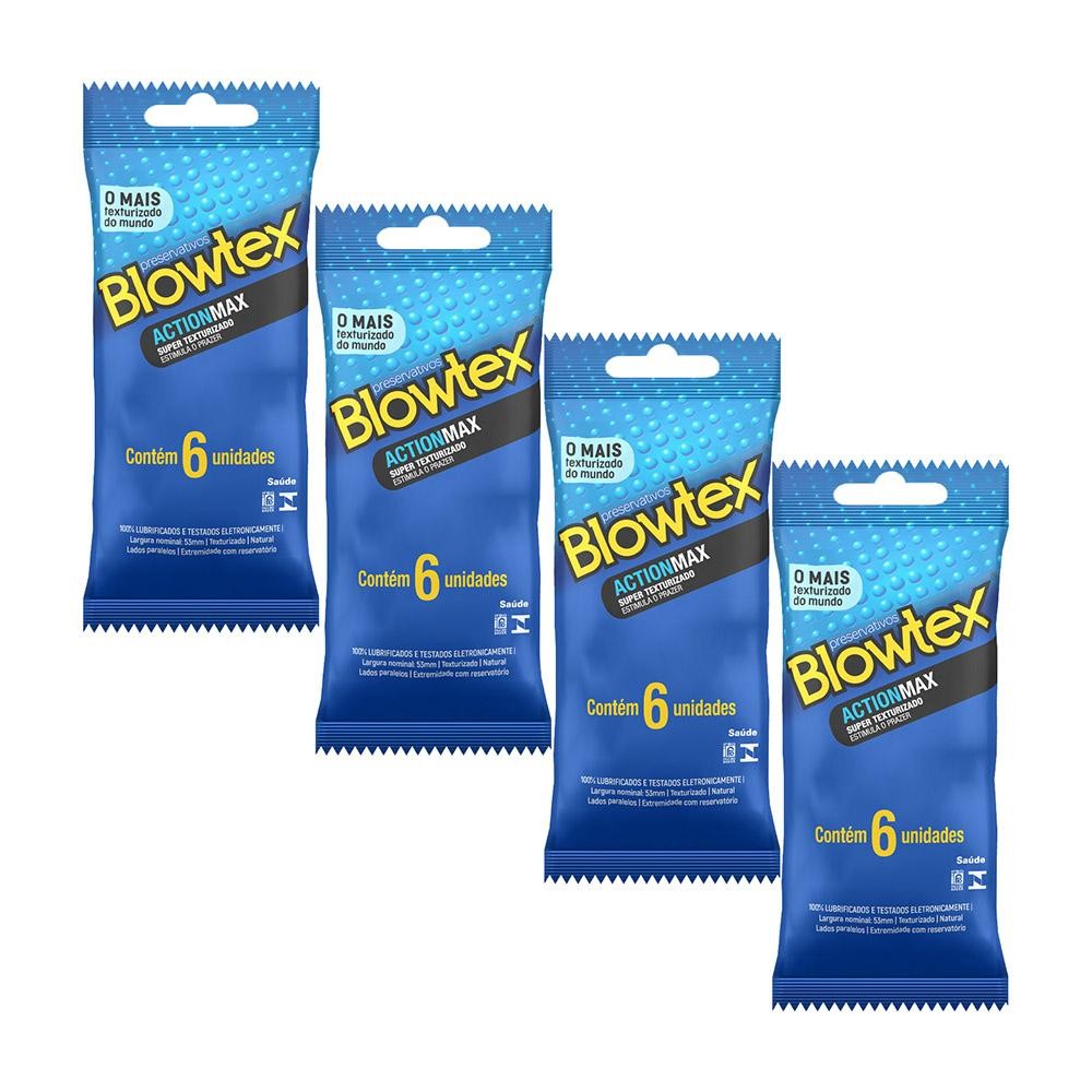 Kit 4 Pacotes Preservativo Blowtex Action C/ 6 Unidades Cada em Oferta na Shopee