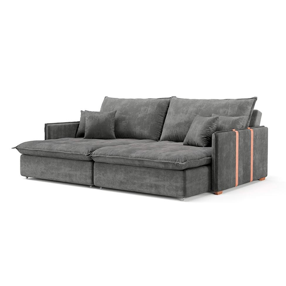 Sofá Retrátil Sem Caixa 3 Lugares Solomons Velosuede Grafite 230 cm em Oferta na Shopee