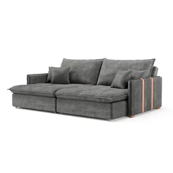 Sofá Retrátil Sem Caixa 3 Lugares Solomons Velosuede Grafite 230 cm