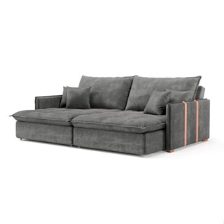 Sofá Retrátil Sem Caixa 3 Lugares Solomons Velosuede Grafite 230 cm em Oferta na Shopee