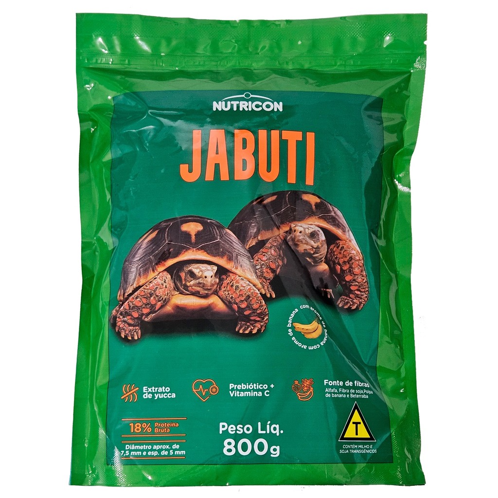 Alimento para Jabutis Aroma Banana Ração Jabuti 800Gr Bag
