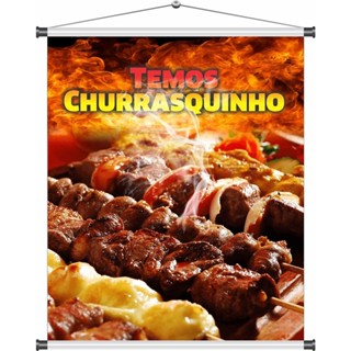 Banner Churrasquinho espetinho promoção divulgação 1mx70cm em Oferta na Shopee