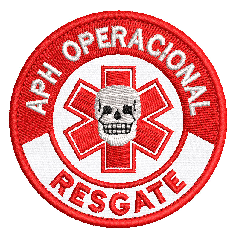 Patch Bordado Resgate APH Operacional Caveira 7cm