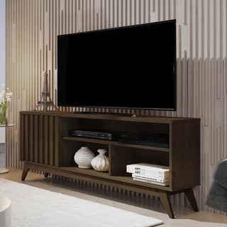 Rack Para TV até 55 Polegadas Pés Madeira Maciça Retrô Ripado Malbec Wood Cedro em Oferta na Shopee