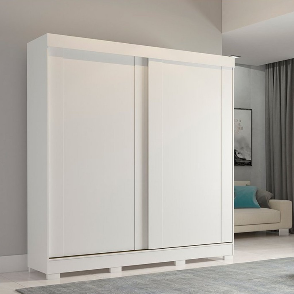 Guarda-Roupa 183cm 2 Portas de Correr com Pés 100% MDF Bonito Espresso Móveis Branco em Oferta na Shopee