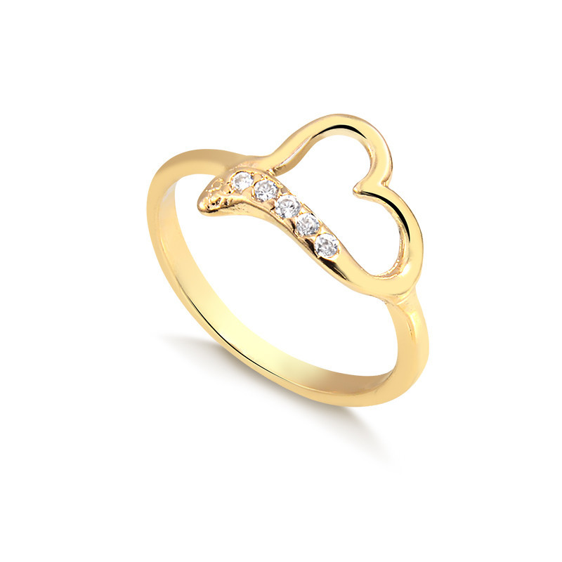 Anel Banho de Ouro 18K Coração Vazado com Pedrinhas em Oferta na Shopee
