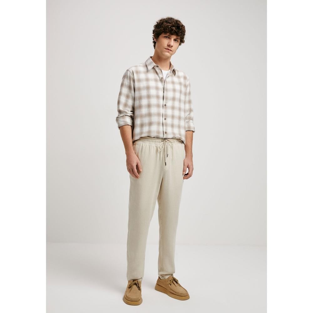 Calça Básica Masculina Taper Em Linho Hering - Men Clothes