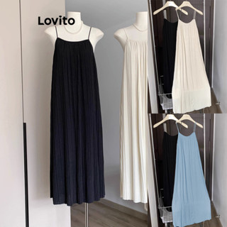 Lovito Casual Vestido Feminino Liso Franzido LNE27240 (Damasco/Preto)