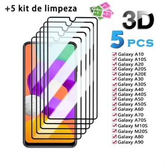 Kit 5 Película De Vidro Temperado 3D 9H Para Samsung A01 A02 A03 A10 A31 A41 A51 A71 M em Oferta na Shopee