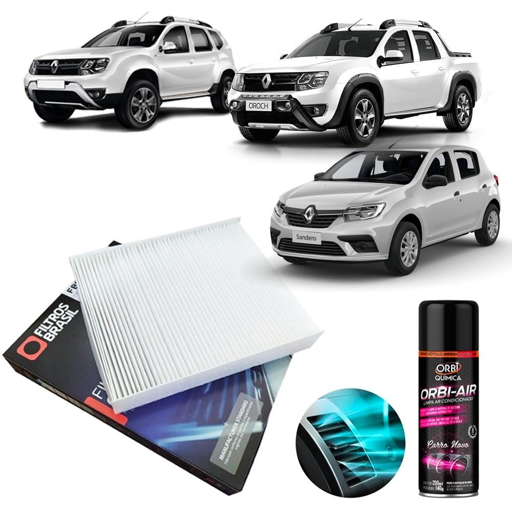 Filtro Cabine Ar Condicionado + Higienizador Duster Sandero