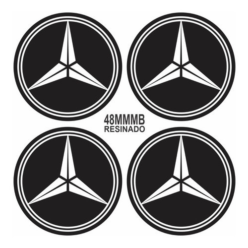Adesivo Emblema Mercedes Preto Roda Calota Centro 58mm