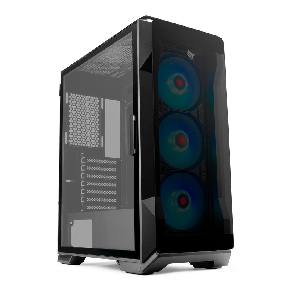 Gabinete Gamer Pichau Pouter 3 RGB Lateral De Vidro Preto, PG-P03-RGB